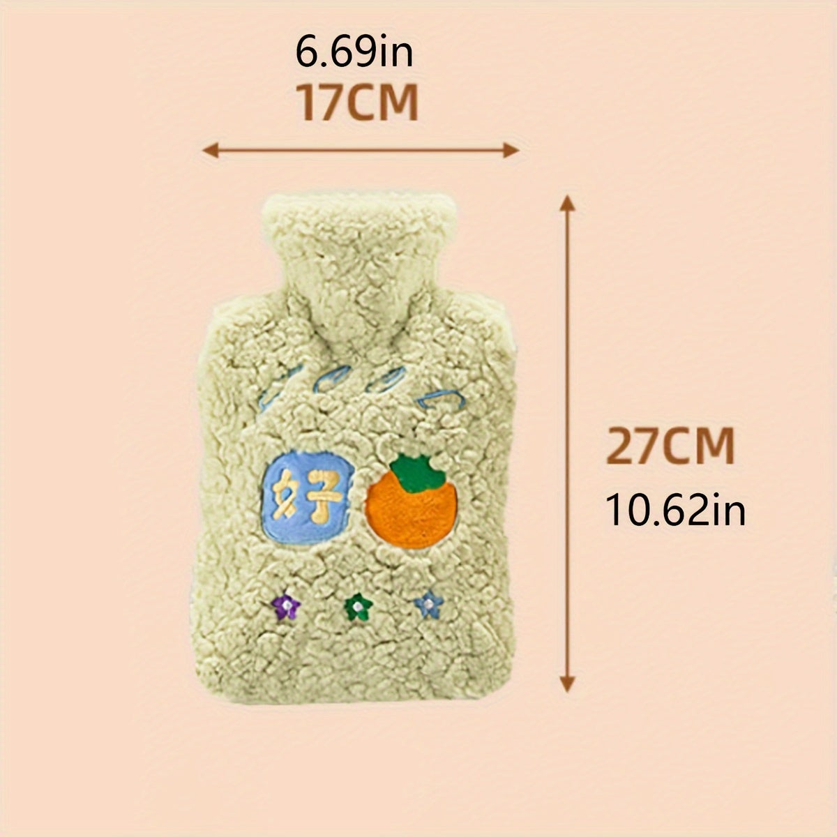 Large Embroidery Plush Cloth Cover Hot Water Bag