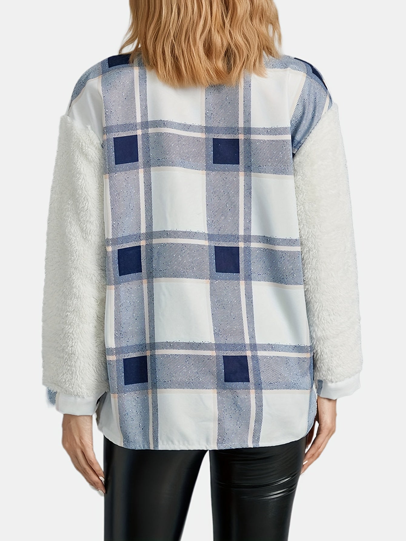 Plaid Print Button Front Jacket Long Sleeve Casual Jacket