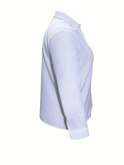 Solid Long Sleeve V Neck Blouse