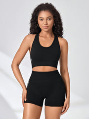 2pcs Yoga Set Moisture Wicking Sports Bra & High Waist Shorts