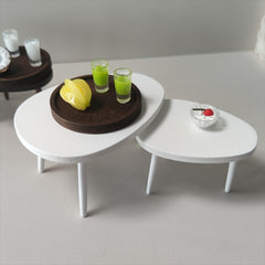 1/12 Dollhouse Wooden Furniture Triangular Coffee Table and Computer Desk Set