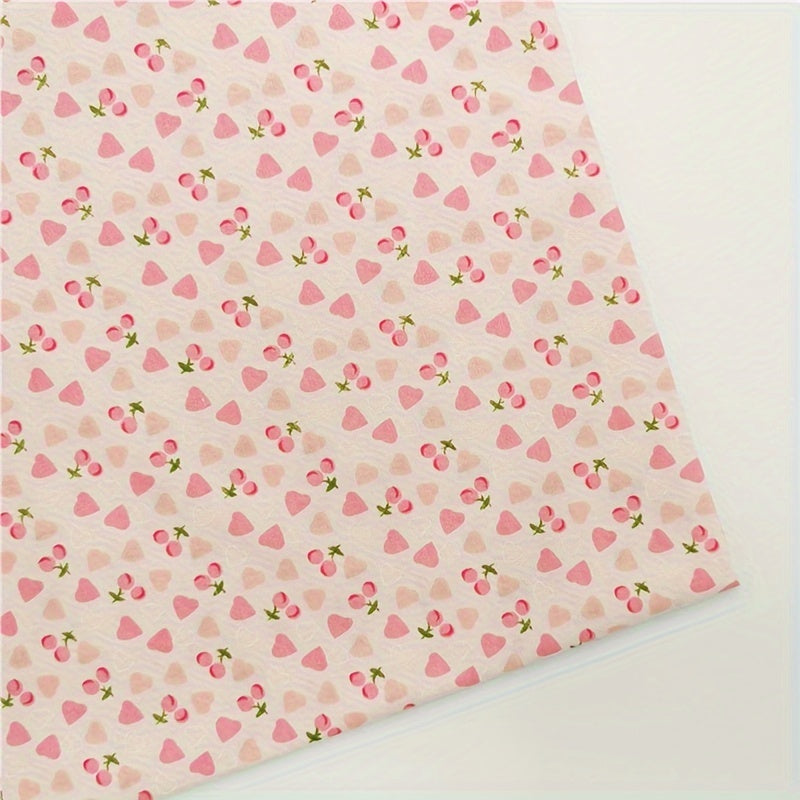 8pcs 100% Cotton Fabric Cherry Strawberry Cotton Twill Fabric DIY Sewing Scrapbo