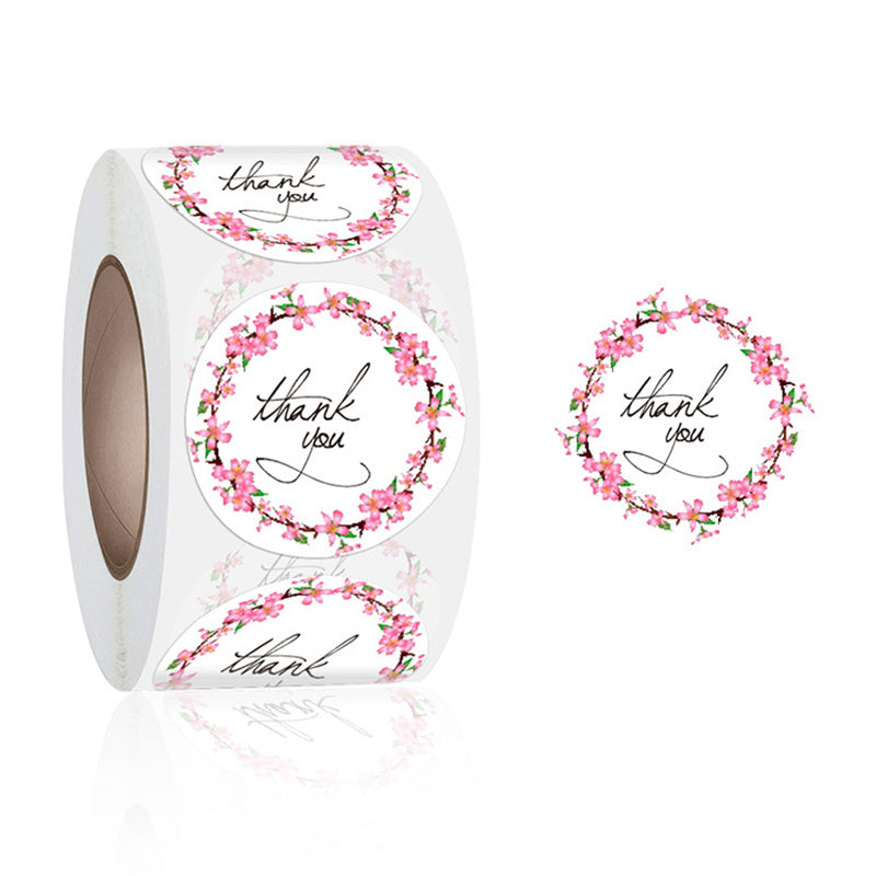 500 Thank You Sticker Roll 0.98in Small Round Circle Sticker