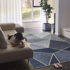 Geometric Pattern Indoor Mat Crystal Velvet Area Rug Non-slip Washable Large Rug