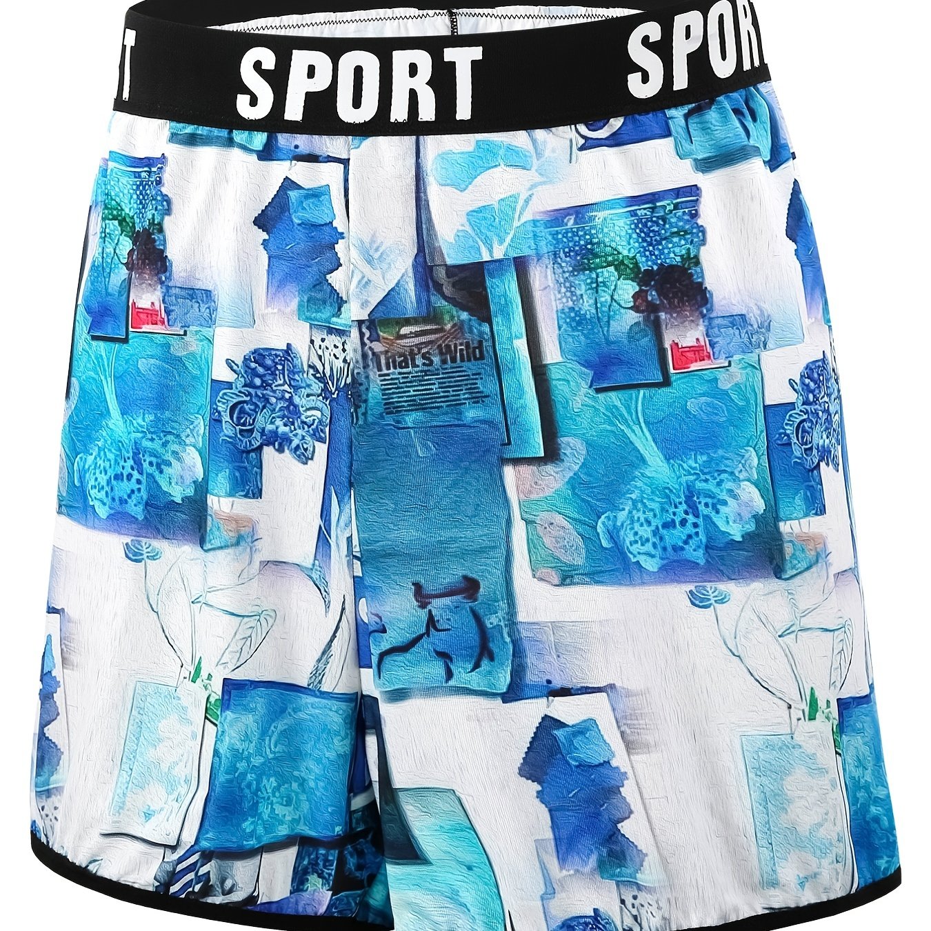 Sporty Sea Print Tape Stretch Underwear for Plus Size Women
