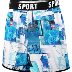 Sporty Sea Print Tape Stretch Underwear for Plus Size Women