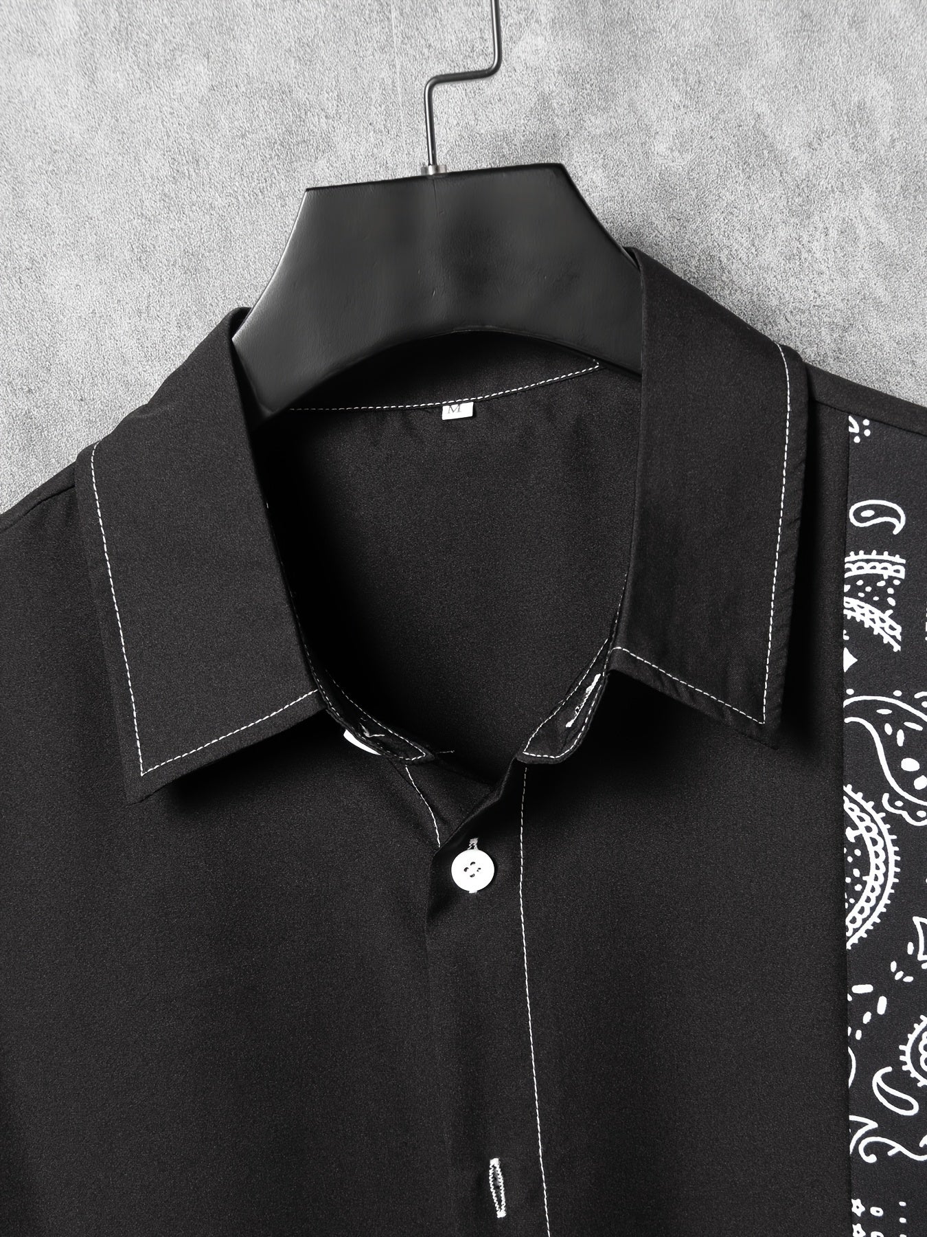 Men's Bandana Pattern Camp Collar Shirt