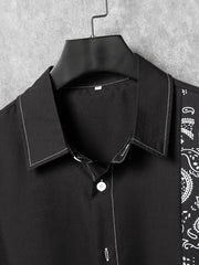Men's Bandana Pattern Camp Collar Shirt