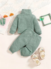 Baby Girls Turtleneck Top Trousers Set Toddler Kids Causal 2ps Outfit