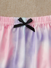 Tie Dye Print Pajamas Set Soft Cami Top & Elastic Waistband Shorts