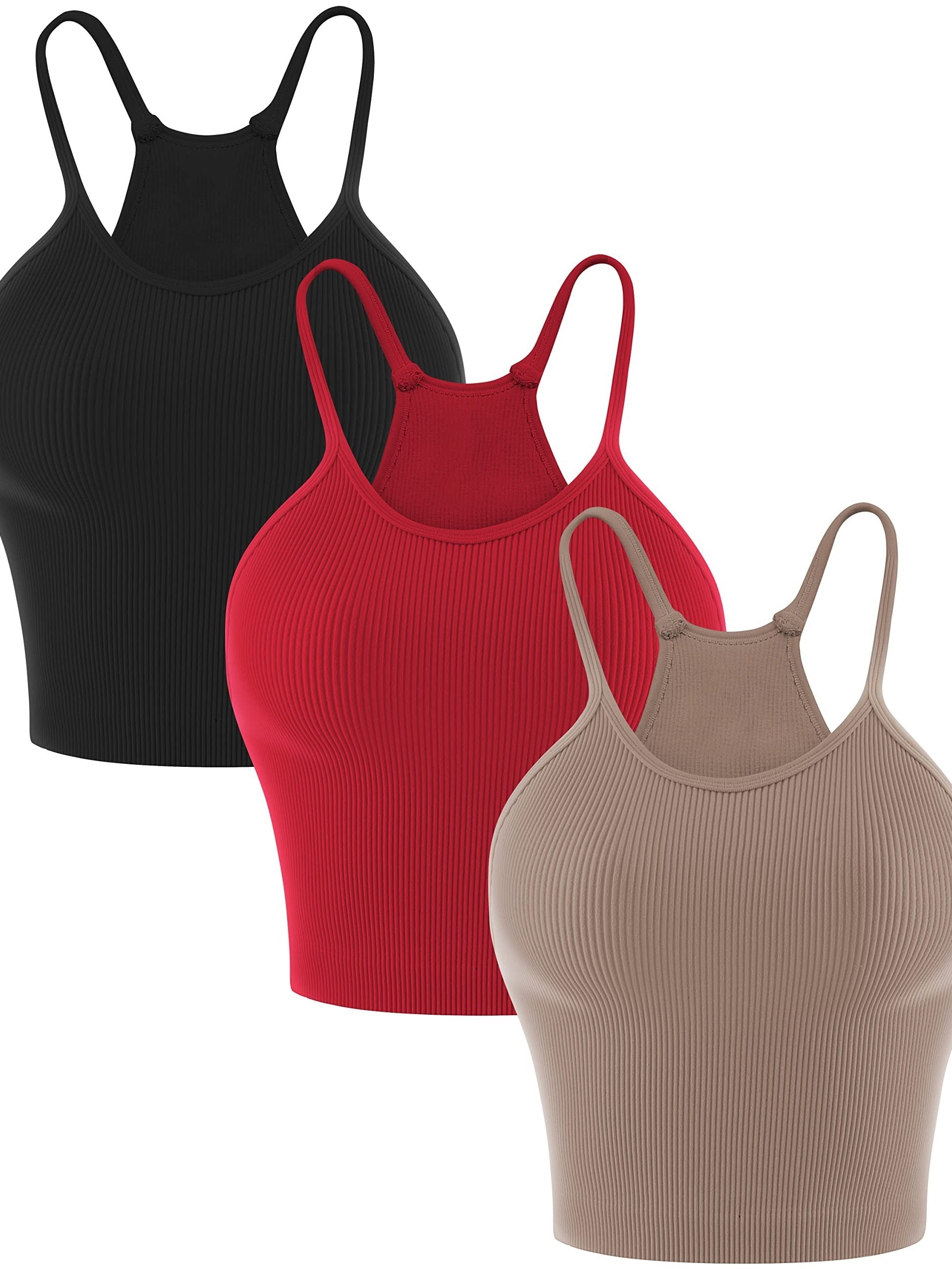Solid Ribbed Cami Sports Tank Top High Stretch Yoga Sleeveless Tops