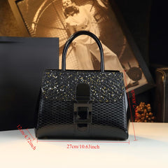Vintage Handbag with Metallic Fish Scale Texture & Clasp