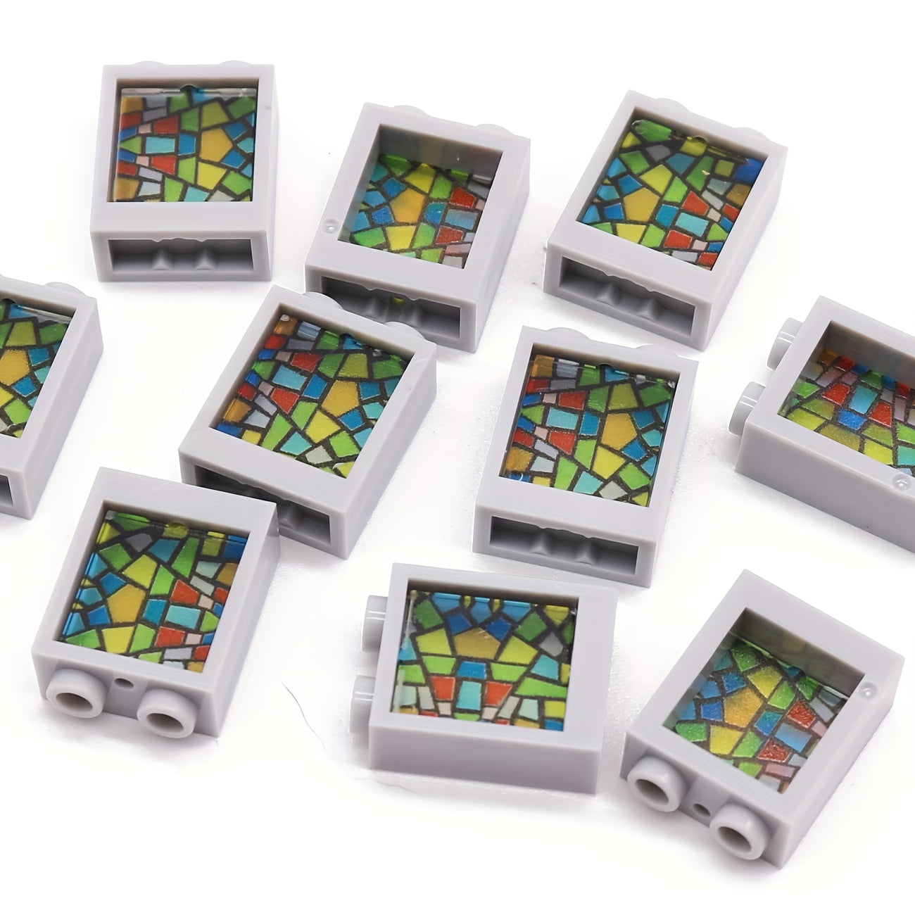 10pcs Window Frame Building Blocks 1x2x2 with Glass Panels