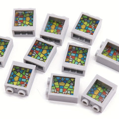 10pcs Window Frame Building Blocks 1x2x2 with Glass Panels