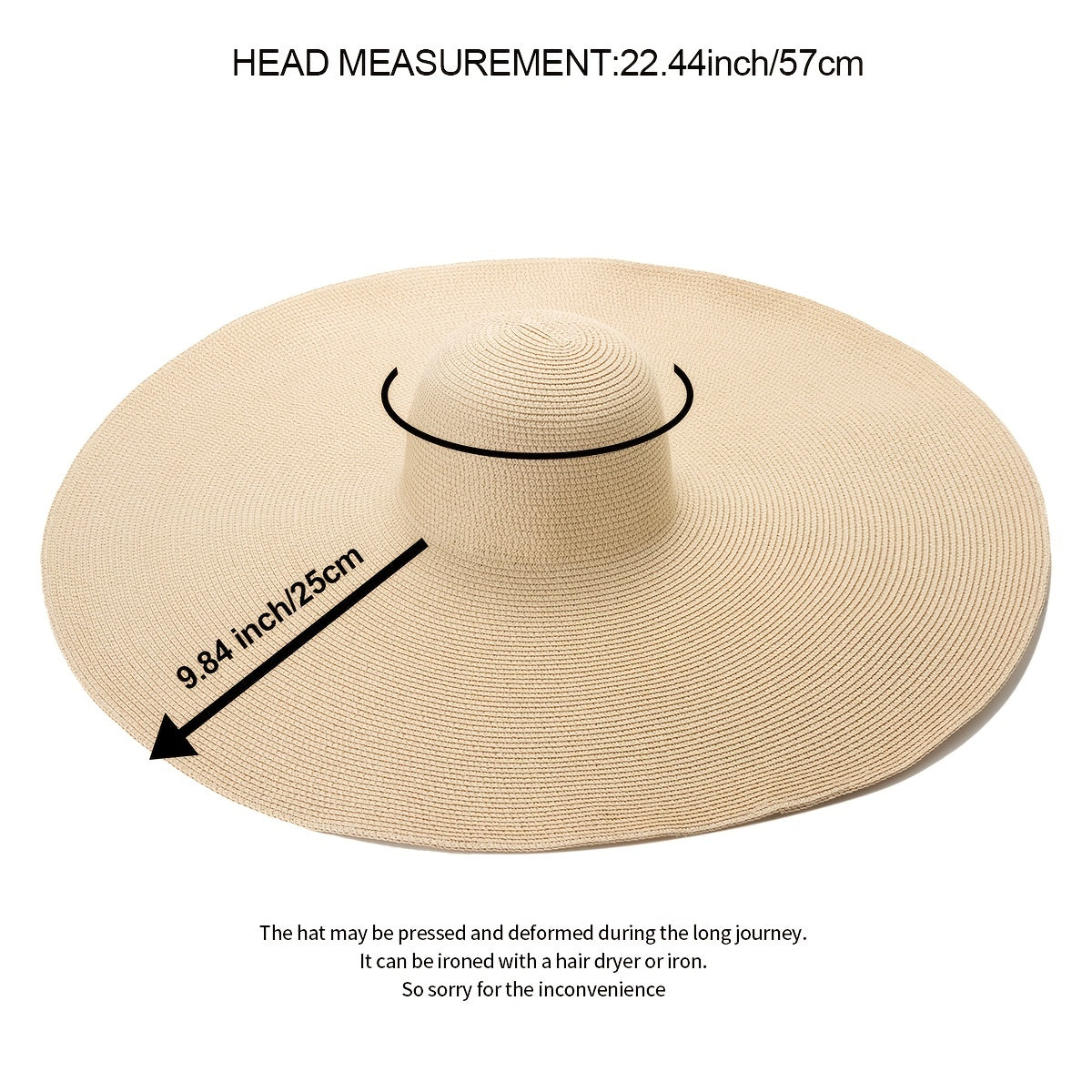 Large Brim Straw Hat Solid Breathable Casual Sun Hat