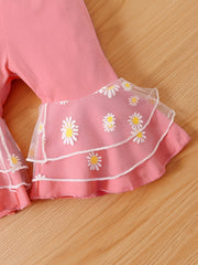 Daisy Mesh Lace Romper Pants Headband Set Newborn Baby Clothes