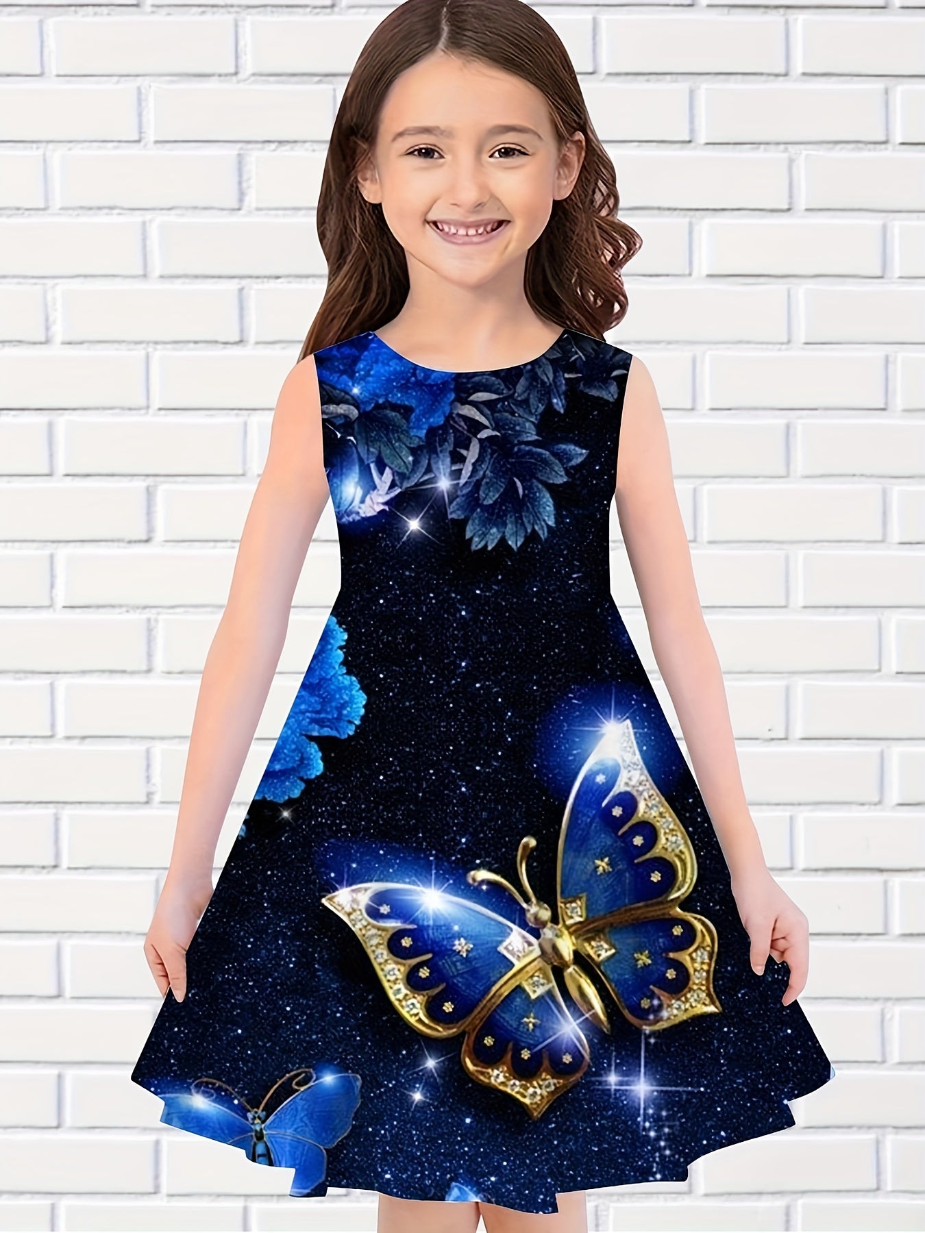 Girls 3D Print Butterfly Princess Dress
