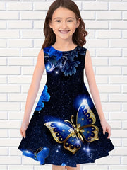 Girls 3D Print Butterfly Princess Dress