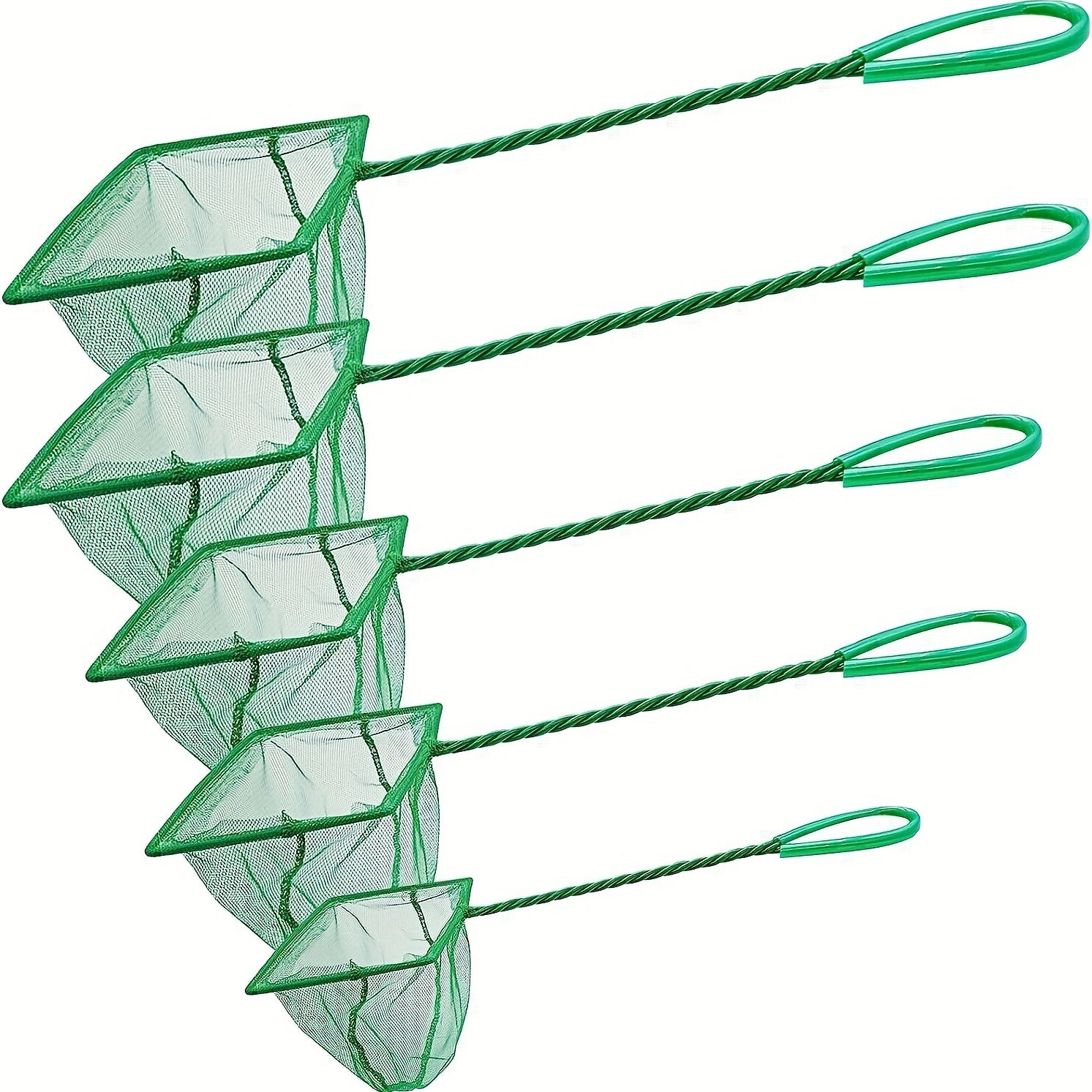 Set of 4 Small Mesh Fish Nets 3 4 5 6 with Plastic Handle
