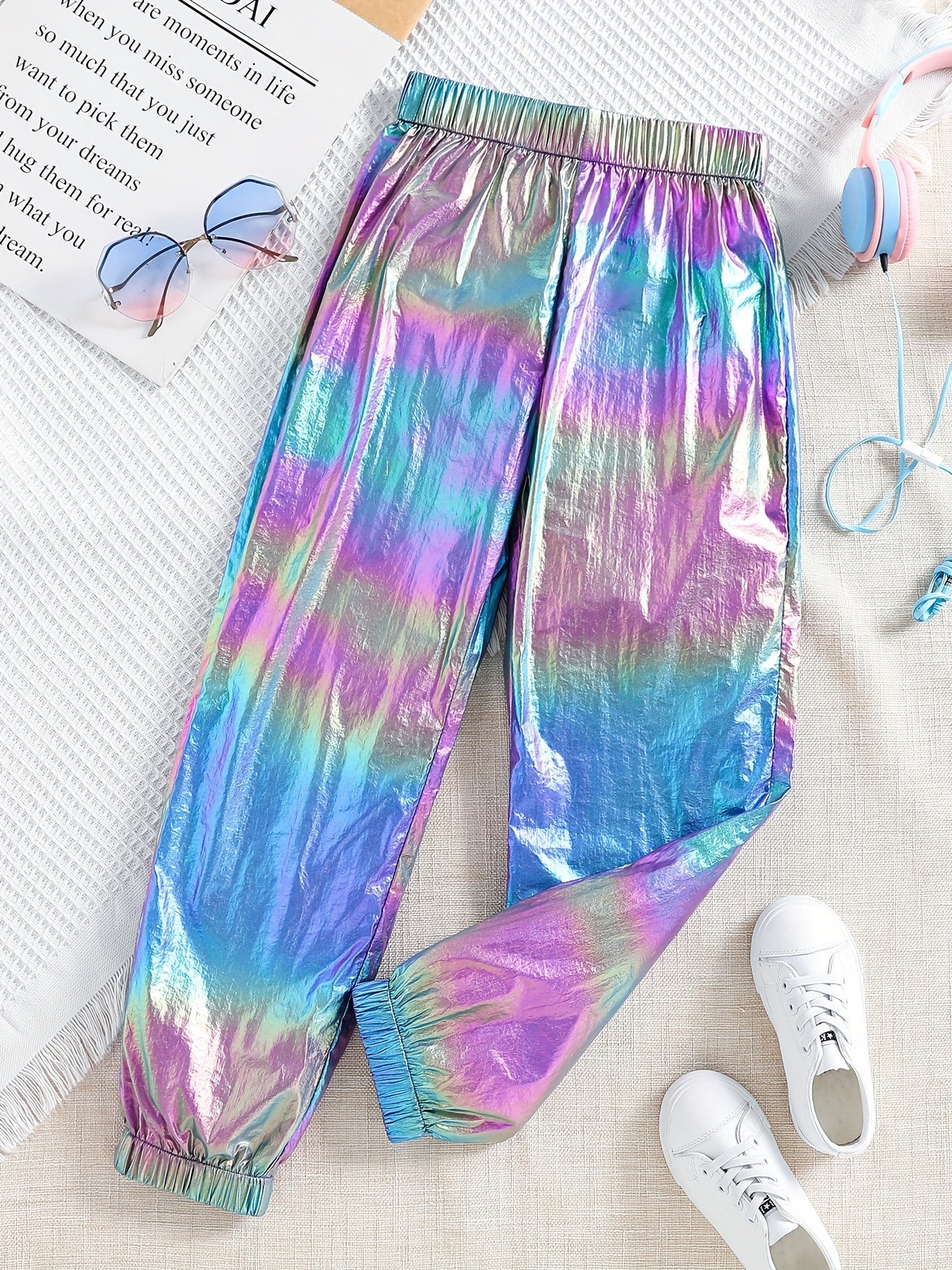 Girls' Rainbow Elastic Waist Party Pants Trousers Outfit