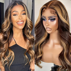 Honey Blonde Ombre Lace Front Wig Human Hair 13x4 Transparent HD 4 27