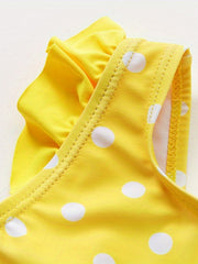 Girls' Polka Dot & Bowtie Swimsuit 3-10y