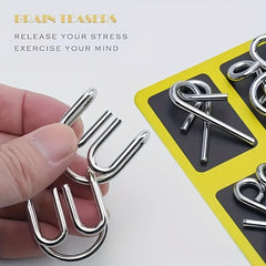 8pcs Metal Puzzle Game Interlocking Pieces Brain Tease