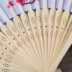 Floral Bamboo Fan Traditional Classic Plum Blossom Cosplay Accessory