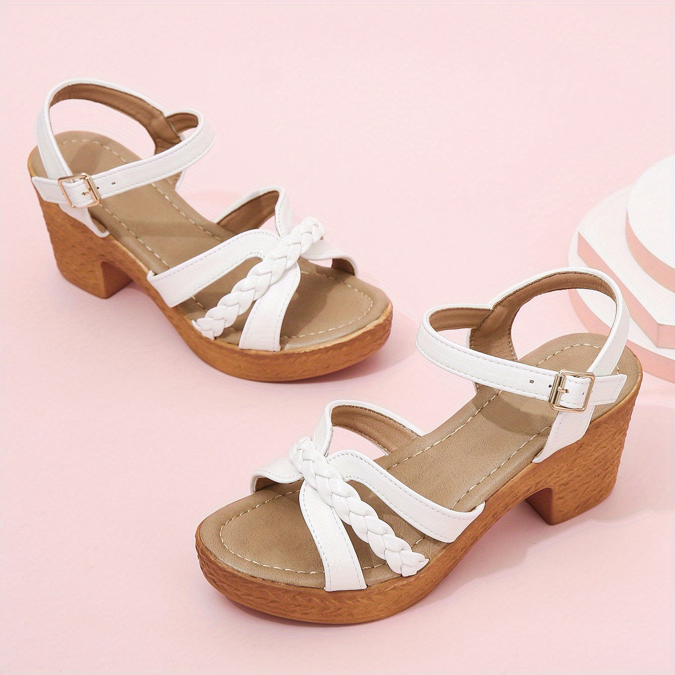 Women's Braided Chunky Heel Sandals
