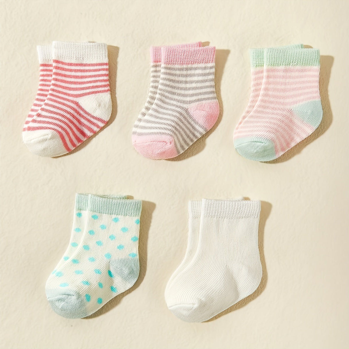 5pcs Baby Candy Striped Crew Socks Cotton Toddler Socks