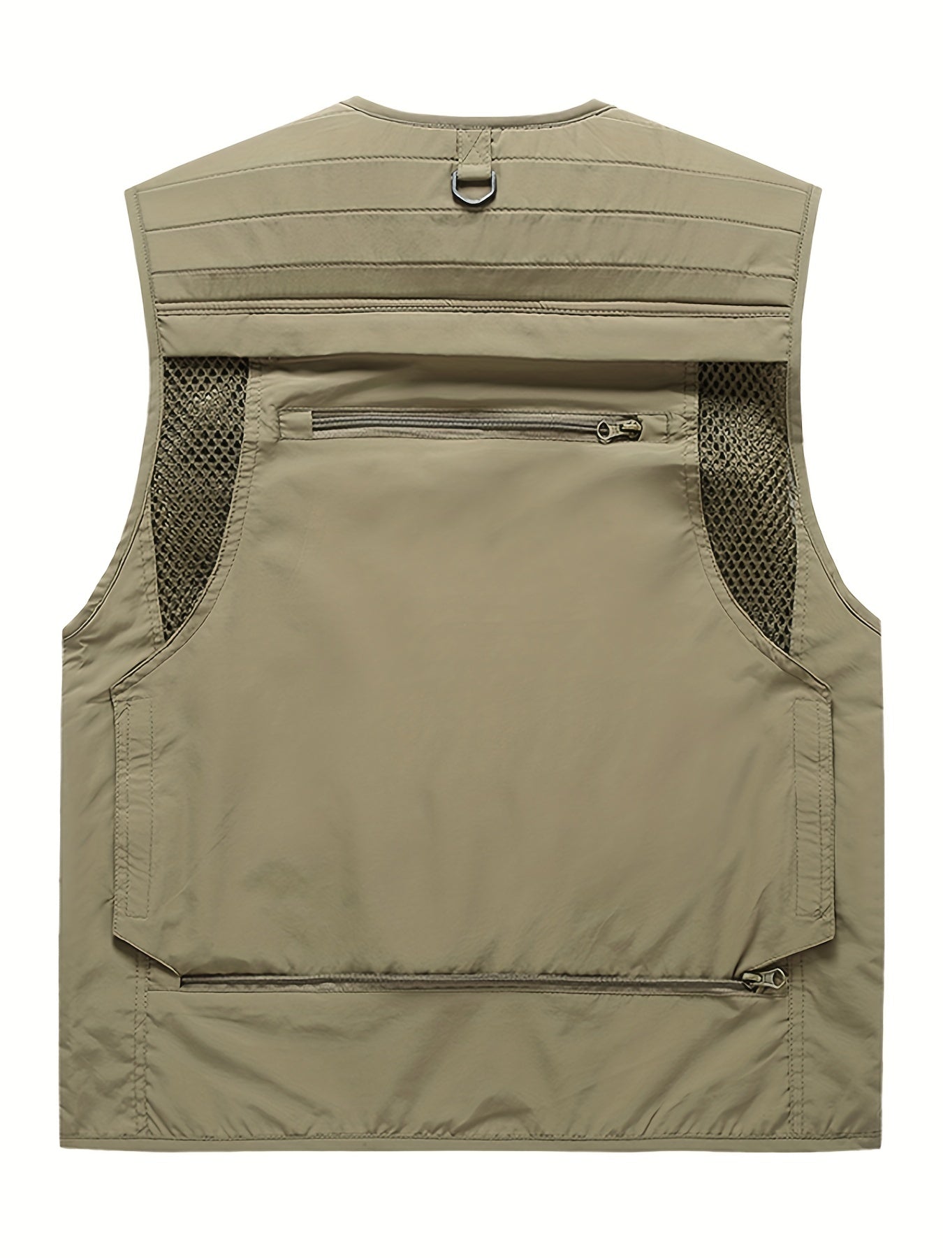 Men's Cargo Vest Zipper Pockets Mesh Lining Nylon Outwear