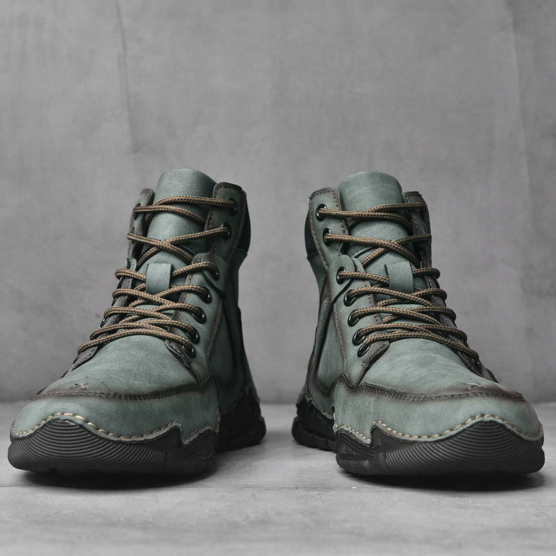 Men's PU Leather Lace up Boots Casual Walking Shoes