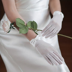Bridal Mesh Gloves with Pearl Bowknot Wedding Accessories