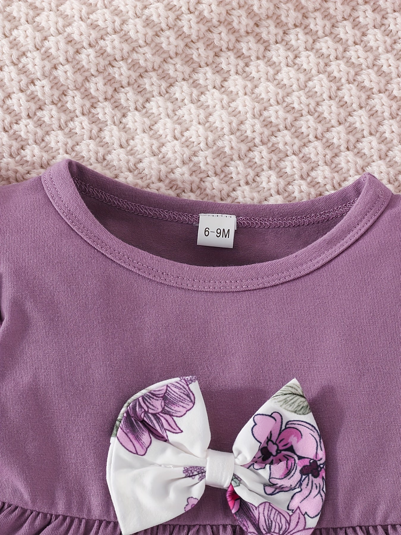 Baby Girls Dress & Floral Pants Set, Long Sleeves, Bow Knot, Spring Fall