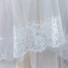 Puffy Headdress Lace Bridal Veil with Comb Satin Bowknot Veil