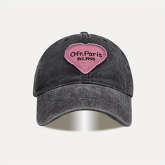 Vintage Heart Patch Baseball Cap Distressed Cotton Sun Hat
