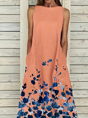 Floral Print Tank Dress with Pockets
