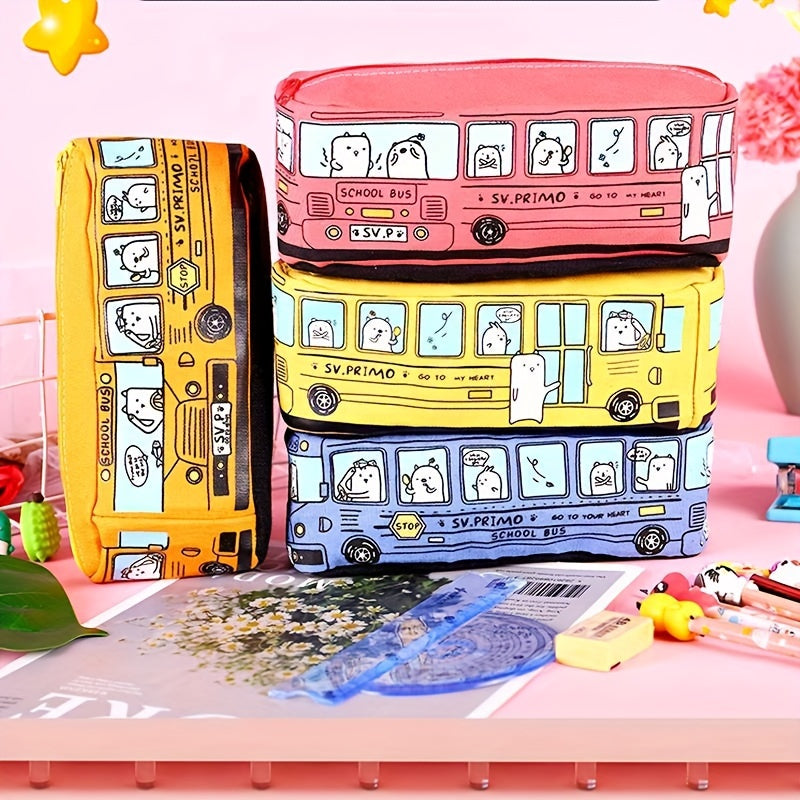 Canvas Pencil Bag Large Capacity Cartoon Pencil Case