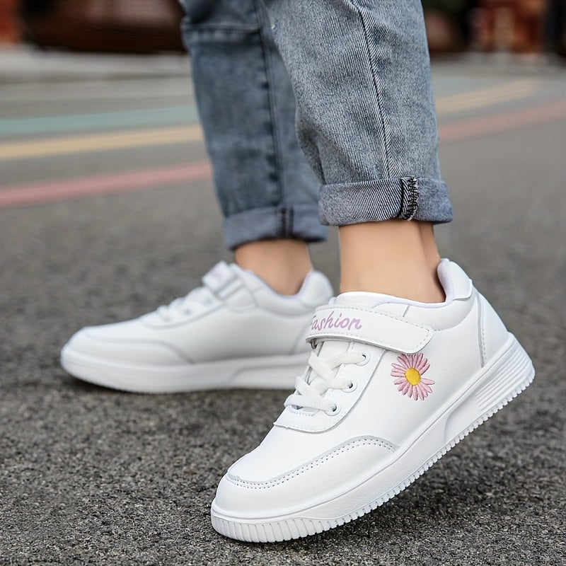 Girl's Flower Pattern Skate Shoes Non Slip Casual Sneakers