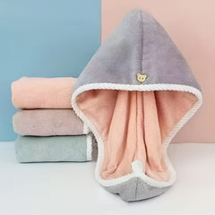 Soft Hair Drying Cap Double Layer Thickened Hair Towel Absorbent Quick Drying
