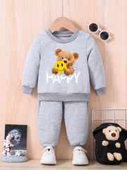 Happy Smile Bear Baby Sweatshirt Trousers Set