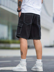 Street Style Denim Shorts with Flap Pockets