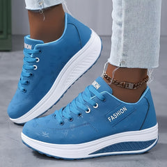 Women's Letter Pattern Non slip Chunky Sneakers Lace up Walking Shoes