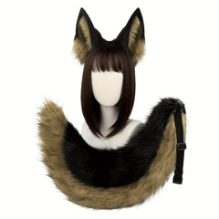 Wolf Dog Cosplay Set Ears Headband & Tail Halloween Masquerade Parties