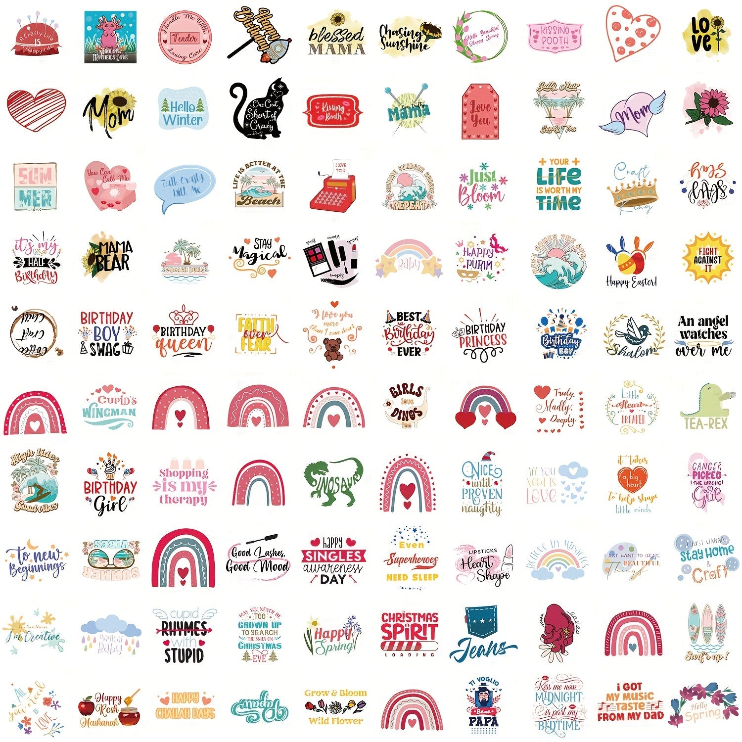 100pcs Cartoon Text Graffiti Stickers Laptop Helmet DIY Sticker