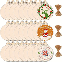 10pcs DIY Wooden Christmas Ornaments Wooden Slices Circles For Crafts