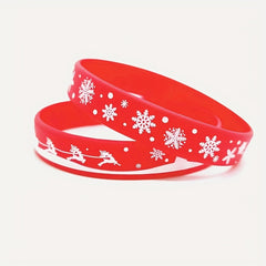 6pcs Christmas Pattern Wristband Silicone Bracelet Santa Claus Bracelet