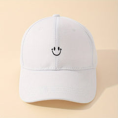 Smiling Face Embroidery Baseball Cap Unisex Solid Couple Dad Hats Adjustable Sun