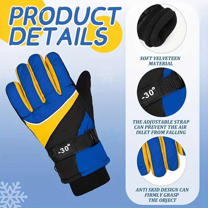 Kids Waterproof Winter Gloves Windproof Warm Gloves