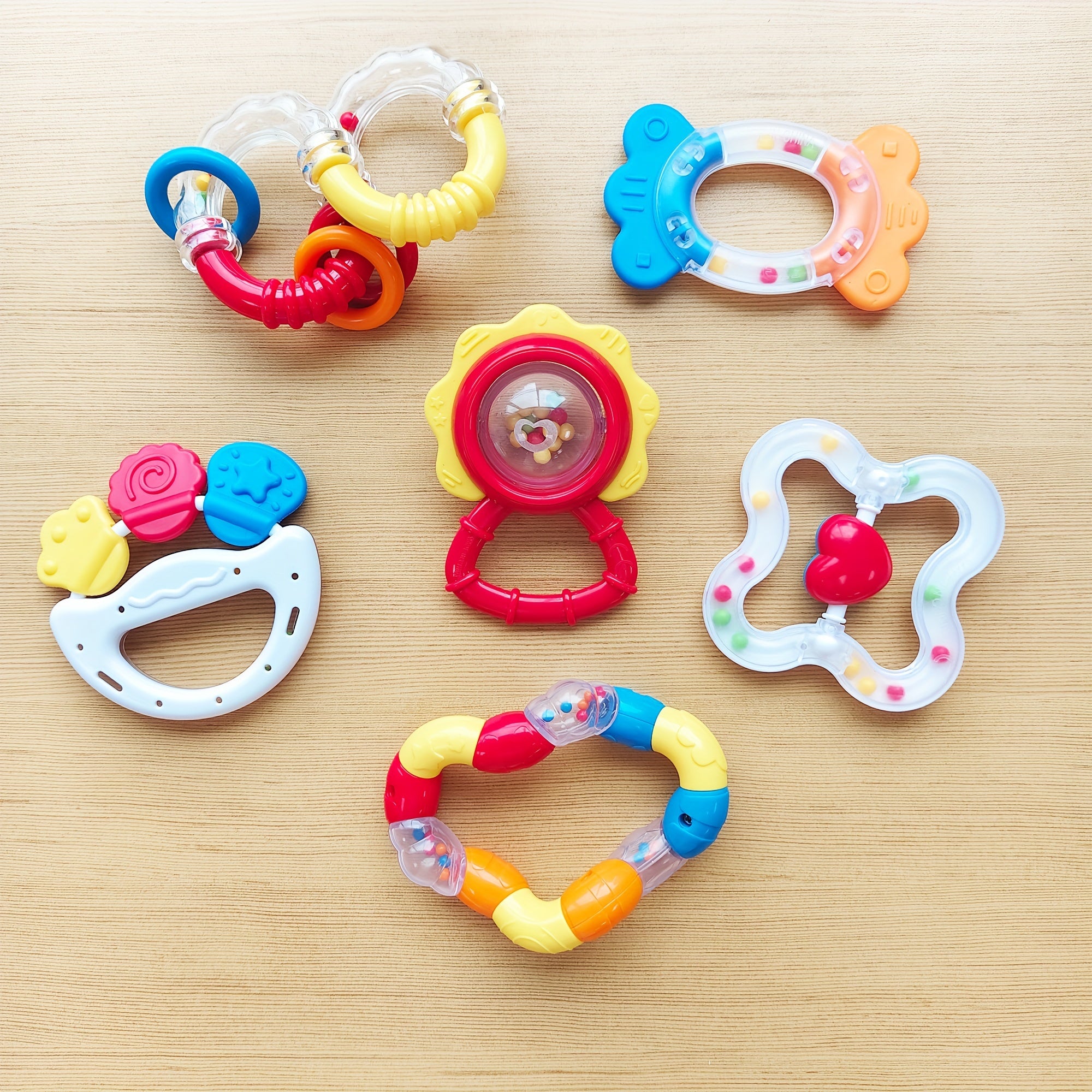 6pcs Baby Rattle Toy Cartoon Changing Novelty Rattle Toy Gift